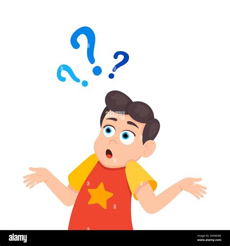 Little doubt boy kid asking question flat style design vector ...