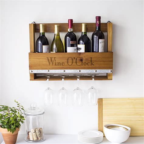 Cathys Concepts Personalized Rustic 5 Bottle Wall Mounted Wine Rack ...