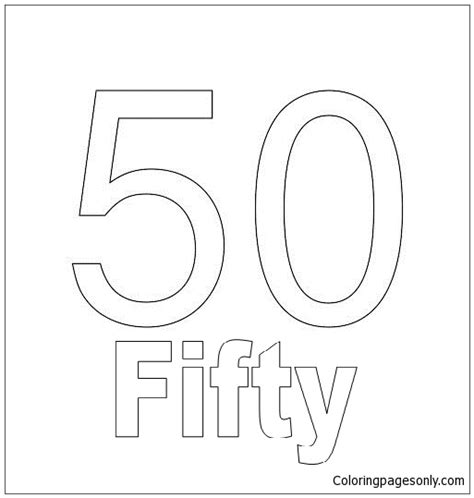 Number Fifty Coloring Page - Free Printable Coloring Pages