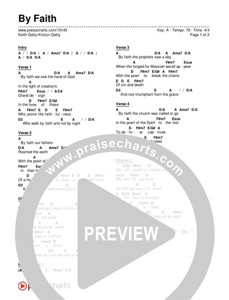 By Faith Chords PDF (Keith & Kristyn Getty) - PraiseCharts