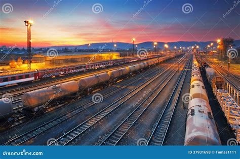 Cargo Freight Train Railroad Station Stock Photo - Image of platform, goods: 37931698