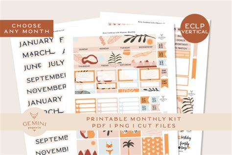 Monthly Printable Planner Stickers Graphic by geminipaperie · Creative ...