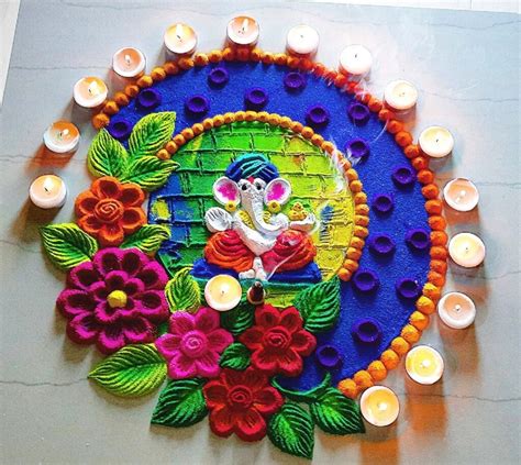 Diwali Rangoli Designs With Colours