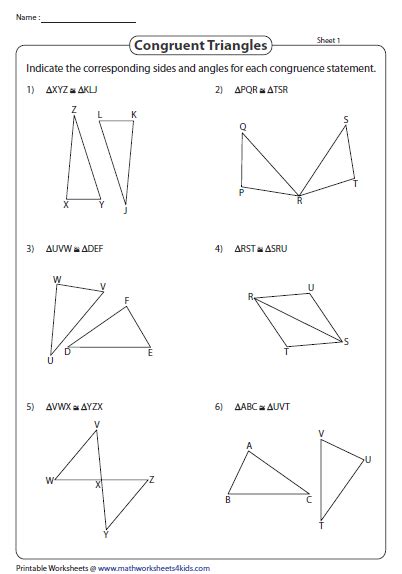 Indicate the congruent angles and sides | Geometry worksheets, Triangle worksheet, Congruent ...