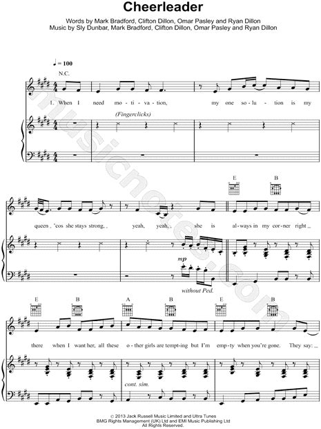 Omi "Cheerleader" Sheet Music in E Major (transposable) - Download & Print - SKU: MN0145814