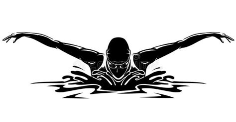 Swimmer Butterfly Stroke Vector Black Silhouette Stock Illustrations – 95 Swimmer Butterfly ...