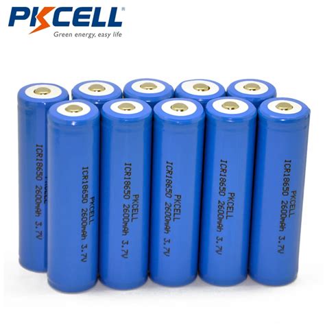 10Pcs/lot PKCELL 3.7V 18650 Lithium Battery 2600mah 3.7Volt Li ion Rechargeable Battery ...