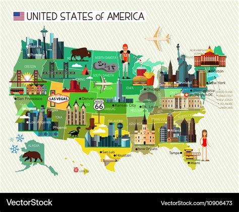 Usa travel map Royalty Free Vector Image - VectorStock