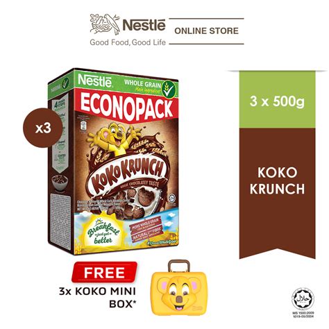 NESTLÃ‰ KOKO KRUNCH Cereal Econopack 500g FREE KOKO Mini Box, x3 boxes