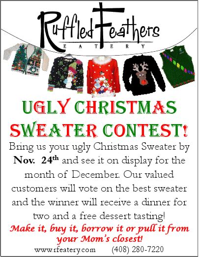 The San Jose Blog: Ruffled Feathers Eatery Ugly Christmas Sweater Contest