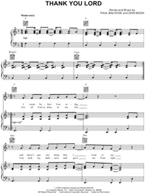 Don Moen Sheet Music Downloads from "Thank You, Lord" at Musicnotes.com