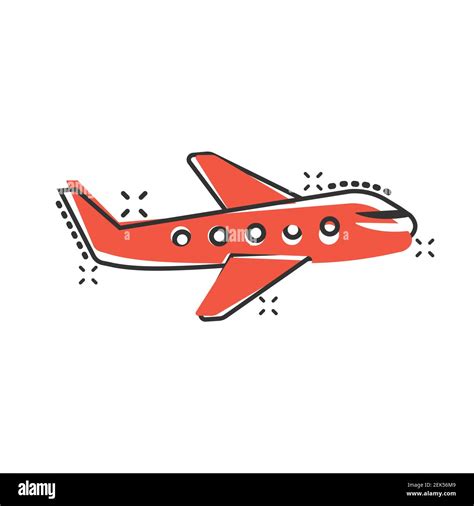 Plane icon in comic style. Airplane cartoon vector illustration on white isolated background ...