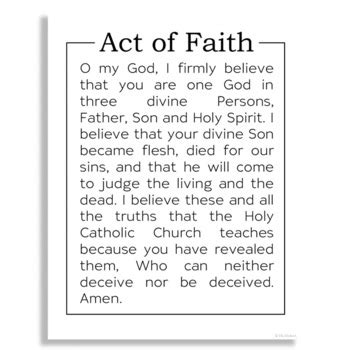 ACT OF FAITH Catholic Prayer Poster | Catholic Church Bulletin Board Poster