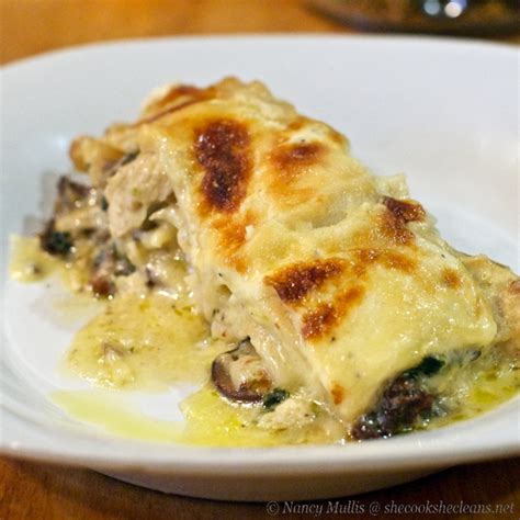 Chicken Lasagna with Mushrooms and Fontina Cheese | she cooks...he cleans | Chicken lasagna ...