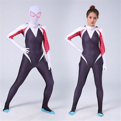 NEW 3D kids Women Gwen Stacy Spider man Cosplay Costume Gwendolyn Maxine Stacy Spiderman Zentai ...