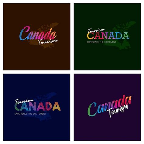 Free Vector | Tourism canada typography logo background set