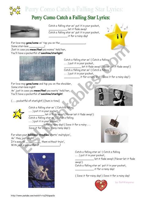 English worksheets: Catch a falling star (lyrics-fill in the gaps)