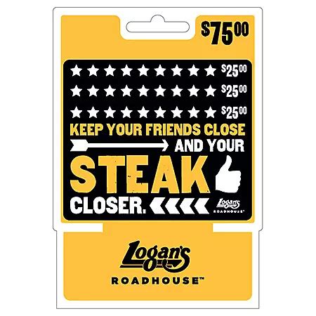 Logan's Roadhouse $75 Value Gift Cards - 3 x $25 - Sam's Club