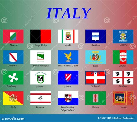 Italy Regions Map Isolated On White Background. Cartography Map Of ...