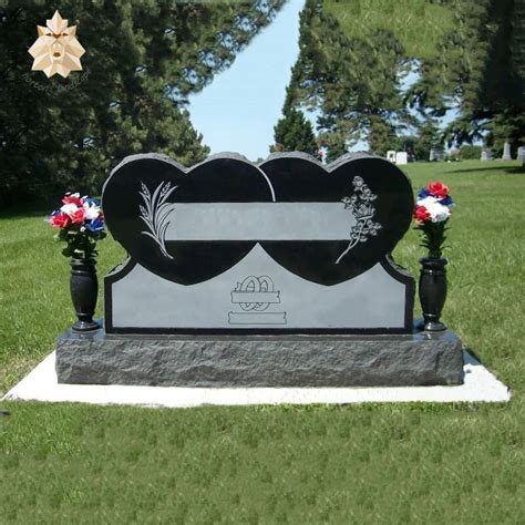 Black Granite Double Heart Shaped Headstone Tombstone Ntgt-388a - Buy Double Heart Shaped ...