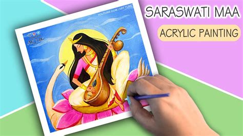 Saraswati Maa Abstract Painting | Mata Saraswati Easy Acrylic Painting for Beginners -Saraswati ...