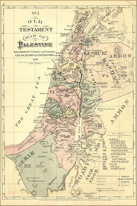 Amazon.de: 24 x 36 Poster, altes Testament Karte von Palästina und Israel Heiligen Land, antik