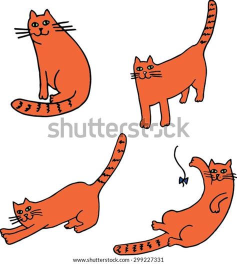 Four Cats Set Hand Drawn Illustration Stock Vector (Royalty Free) 299227331 | Shutterstock