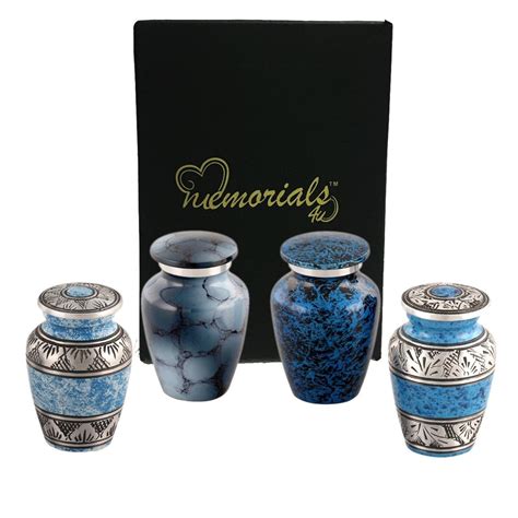 Forever in our Hearts Classic Blue Keepsake Urns Set of 4 - Beautiful ...