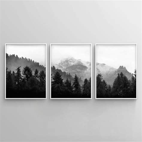 Forest Framed Wall Art (Set of 3), Black and White Minimalist, Nature Art, Modern Art - Choos ...