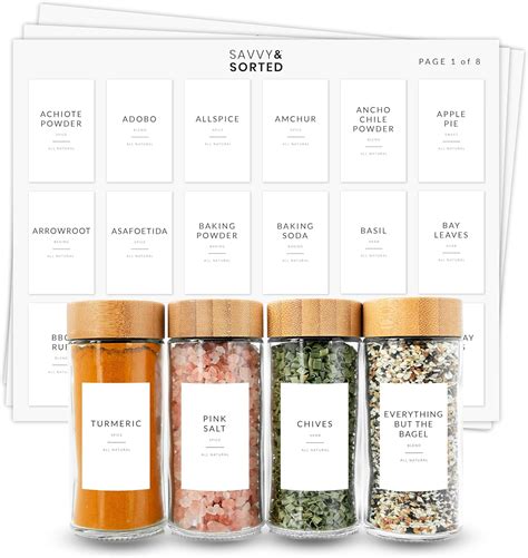 Minimalist Spice Labels for Spice Jars - 146 Spice Jar Labels Stickers ...