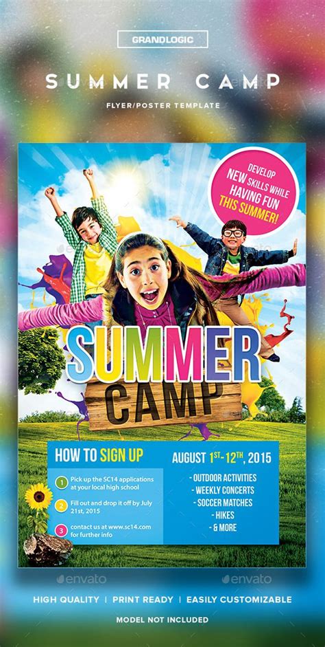 Summer Camp Flyer/Poster | Kids poster, Summer camp, Camping activities for kids