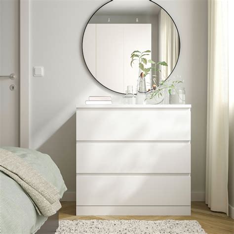 MALM 3-drawer chest, white, 311/2x303/4" - IKEA