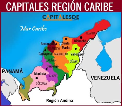 Capitales de la region caribe de Colombia |LISTADO - Capitales de