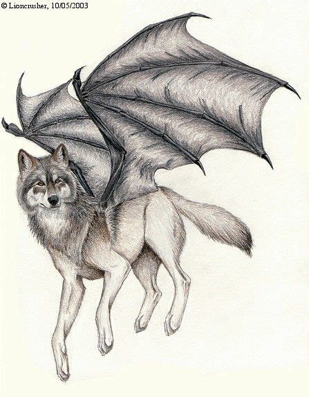 Winged Wolf Drawing