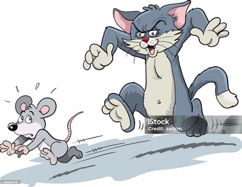 Cat Chasing A Mouse Stock Illustration - Download Image Now - Domestic Cat, Mouse - Animal, Rat ...