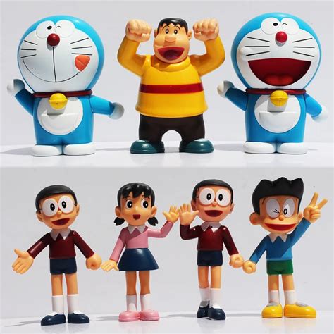 7pcs/Set New Arrival Classic Anime Cute Doraemon Figures Toys PVC Doll-in Action & Toy Figures ...
