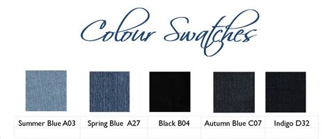 Size Chart and Colours Swatches - Tre bliss JeansTre bliss Jeans