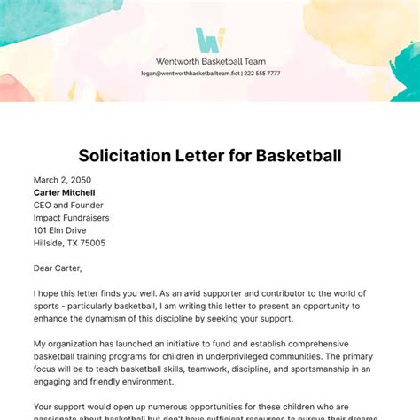 Sle Format Of Solicitation Letter For Basketball Teams - Infoupdate.org