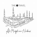 Nabawi Masjid Sketch Template Coloring Page sketch template