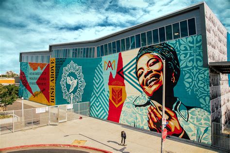 Maya Angelou Rise Above Mural at Dr. Maya Angelou Community High School - Obey Giant