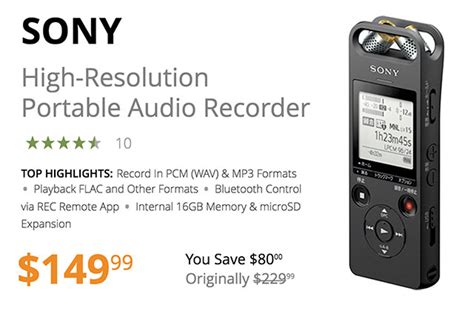 Save $80 Today on Sony High-Resolution Portable Audio Recorder