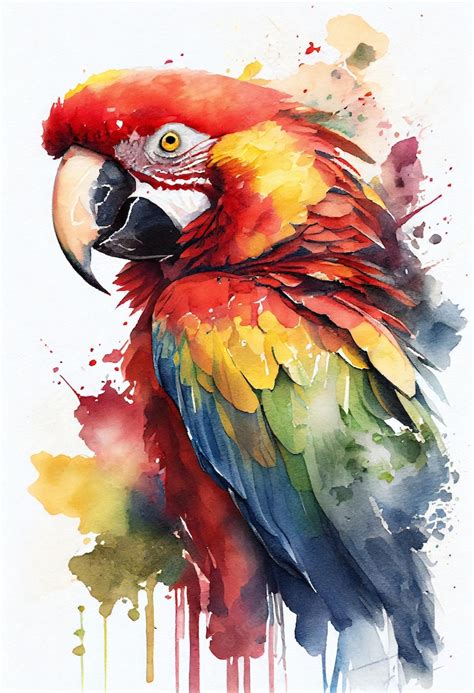 Premium Photo | A watercolor painting of a parrot by person