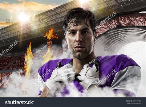 Football Player Purple Uniform Coming Out Stock Photo 487479925 ...