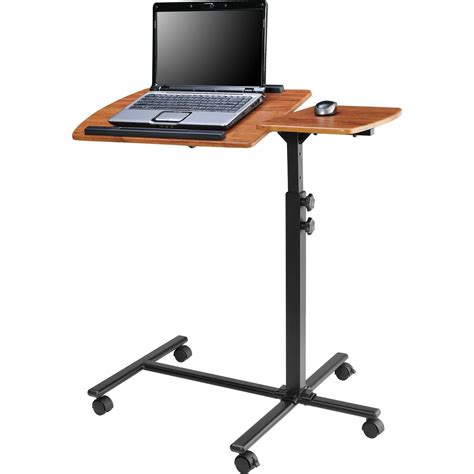 Laptop Rolling Desk Cart Cherry Black Tilt Stand Wood Adjustable ...