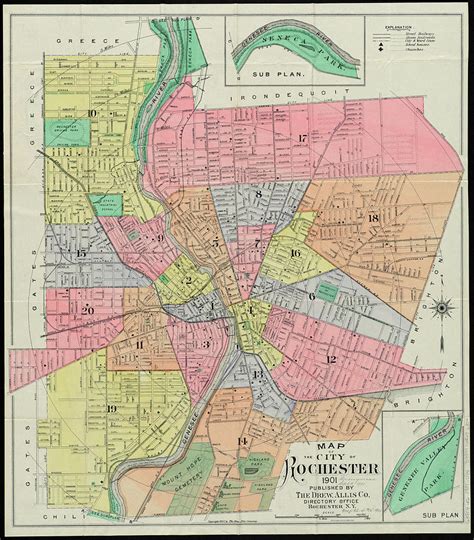 Vintage Map of Rochester NY - 1901 Drawing by CartographyAssociates