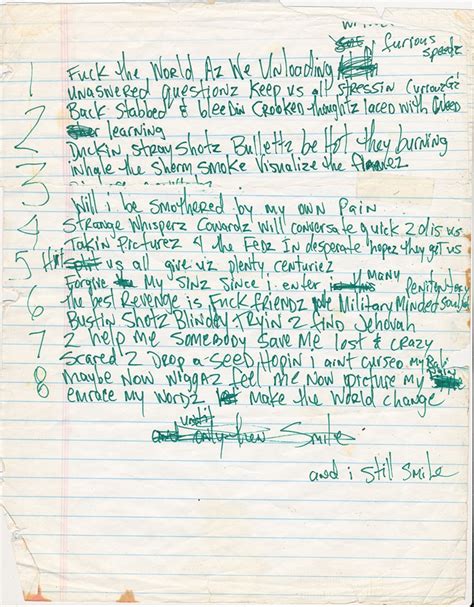 Lot Detail - Tupac Shakur Handwritten "Smile" Lyrics