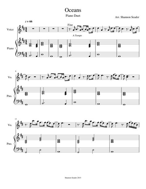 Oceans-Hillsong Sheet music for Piano, Voice | Download free in PDF or ...