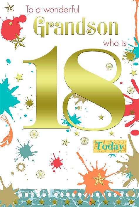 Special Days Grandson 18th 18 Number & Word Design Happy Birthday Card Lovely Verse: Amazon.co ...