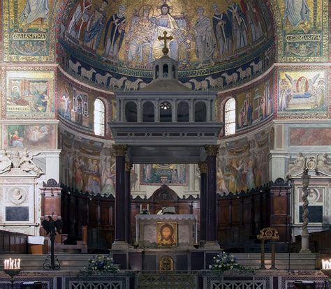 Altar and Ciborium of Santa Maria in Trastevere. Abside Santa Maria ...