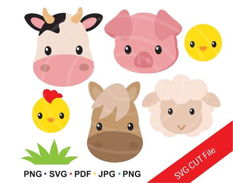 INSTANT Download. Farm Animal Faces Clip Art. Personal and - Etsy